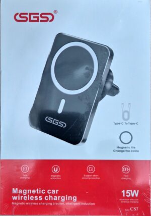 هولدر وایرلس SGS CS7 | نگهدارنده مگنتی موبایل خودرو با شارژ بی‌سیم سریع